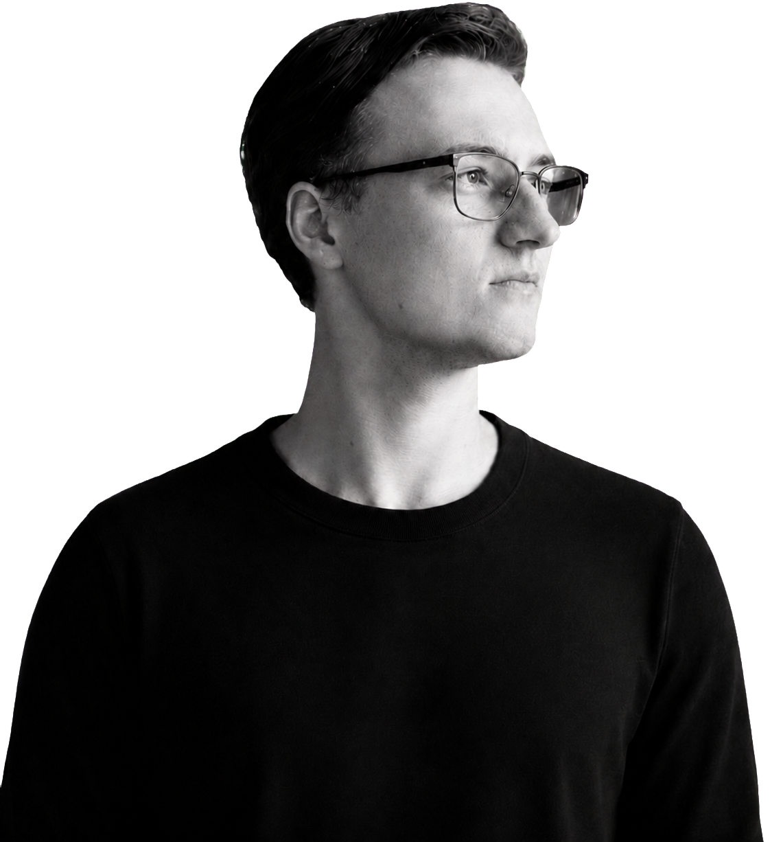 Black-and-white portrait of Kacper Turon